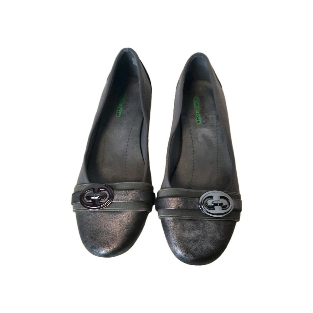 Bare Traps Miana Ballet Flats Women's Size 7 W Gray Memory Foam‎ Buckle
